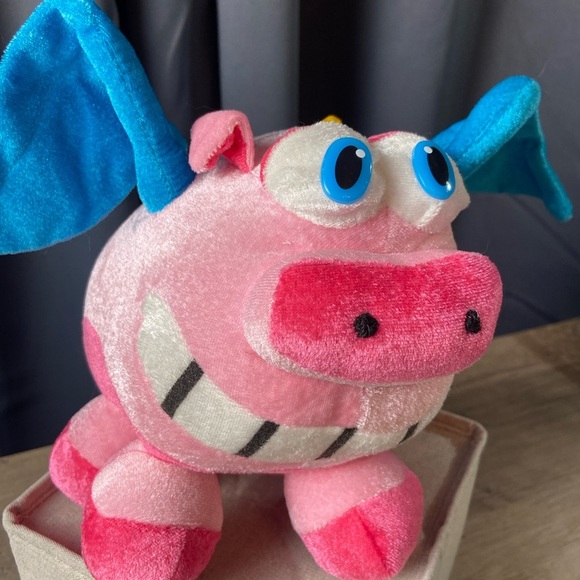 Classic Toy Co Plush Colorful Smiling Flying Pig, Pink and Blue. - Picture 8 of 8